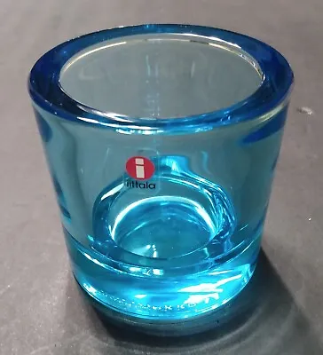 Iittala Marimekko Finland Glass Sea Blue Teal Votive Kivi Candle Holder • $35