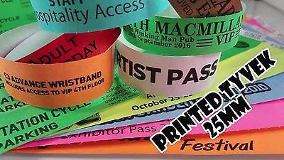 £48 • Buy Printed Tyvek Paper Wristbands: Custom, Personal (25mm) Event, Parties, Festival