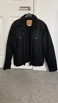 Levi's Premium Mens Sherpa Trucker Jacket Lined - Medium - Black • £50