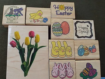 $4.99 • Buy Rubber Wood Stamp Easter CHOICE Peeps Bunny Egg Chick Duckling Chocolate Basket 