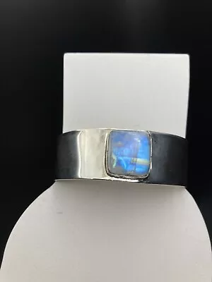 Sterling Silver Moonstone Cuff Bracelet 7 In Adjustable 38g Signed P Sterling • $99