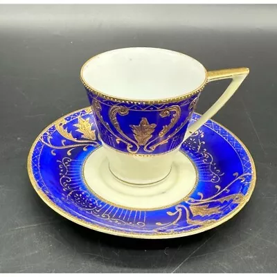 Ucagco China Lacy Blue Vintage Demitasse Teacup And Saucer • $17.25