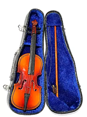 Wooden Miniature   Violin With Case Mini Adjustable Musical Instrument. • $25