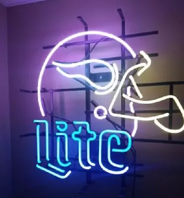 Minnesota Vikings Helmet Beer 20 X16  Neon Lamp Light Sign Wall Decor Man Cave • $130.79