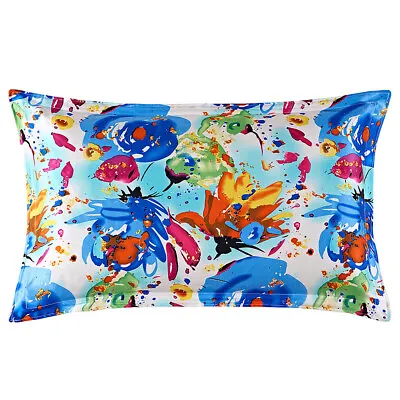 Pure Mulberry Silk Pillowcase 25Momme Genuine Silk Floral PillowCover US • $19.53