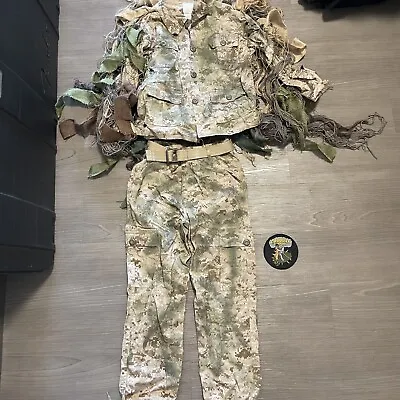 USMC Scout Sniper MARSOC Handmade Youth Medium MARPAT Desert Ghillie Suit • $94.50