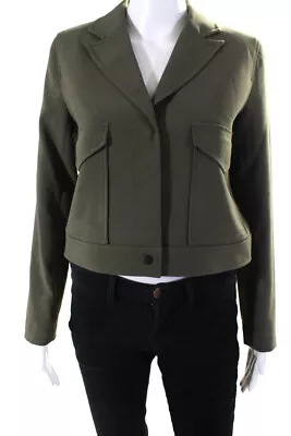 Vince Camuto Womens Cropped Snap Closure Lightweight Jacket Green Size 2 • $42.69