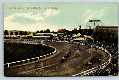 VTG Postcard Horse Race Track York County Fair Ground PA Amusement Swing Ride I6 • $19.99