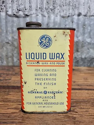 Vintage General Electric Co GE Liquid Wax 16oz Tin Can Refrigerator Car  • $29.95