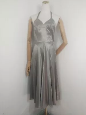 1940s /50s Satin Halter Neck Dress • £20