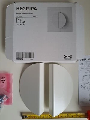 New IKEA Begripa Cupboard Handles X2 White Half Circle 13cm X 6.5cm • £3