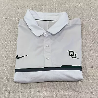 Baylor Bears Polo Shirt Mens XL White Nike Dri Fit Performance Big 12 Patch Logo • $19.99