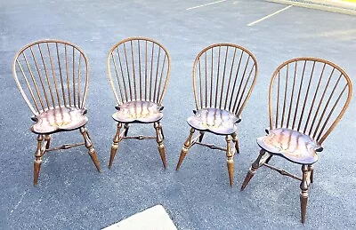4 D.R. Dimes Bow Back Side Windsor Chairs Vase Leg Olde Amber Bench Made • $2150