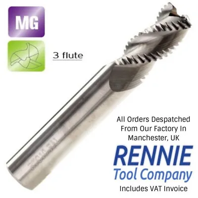 Solid Carbide Roughing 3 Flute Endmill For Aluminium - All Sizes - Vat Reg • £11.99