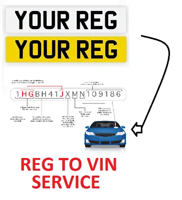 Reg To Vin Service For All Motors Vin Finder From Registration Number. V5 C V62 • $5.96