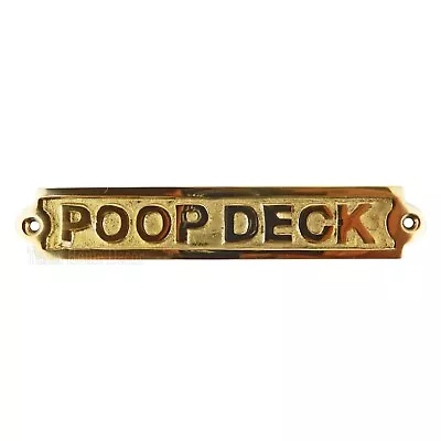 $12.95 • Buy Poop Deck Wall Plaque Sign Polished Solid Brass Nautical Beach House Boat Decor 