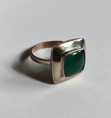 Vintage Silver 925 Ring Stone Chrysoprase Natural Jewelry Ukrainian USSR Size 9 • $55