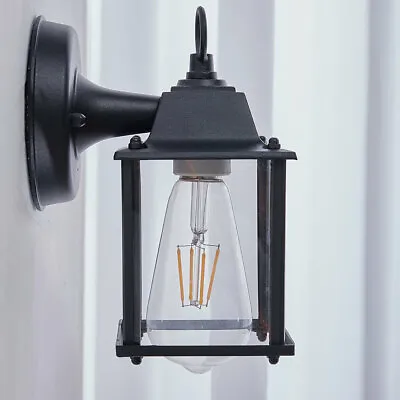 Vintage Industrial Wall Security Light Antique Glass Garden Outside Lantern Lamp • £16.94