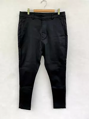 ✨ Womens Decjuba Drop Crutch Coated Wet Look Skinny Pants Leggings Black Size 12 • $39