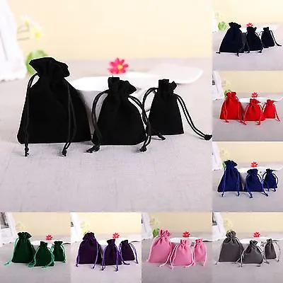 5/20/50 Velvet Bags Jewellery Wedding Party Favor Gift Drawstring Pouches  • £1.19