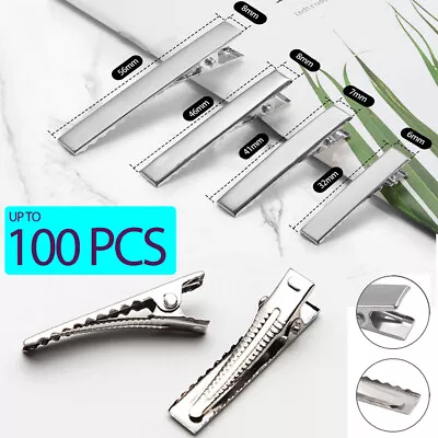 50 100x Small Medium Lot Silver Crocodile Alligator DIY Bow Blank Hair Clips UK • £3.08