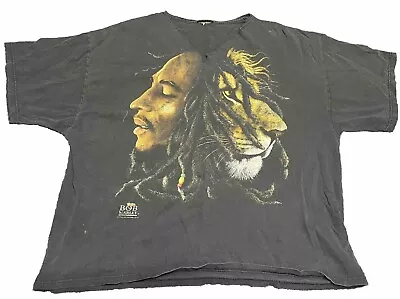 Vintage Bob Marley Lion Graphic Tee T-Shirt Size XL Zion Rootswear FADED F3 • $15.99