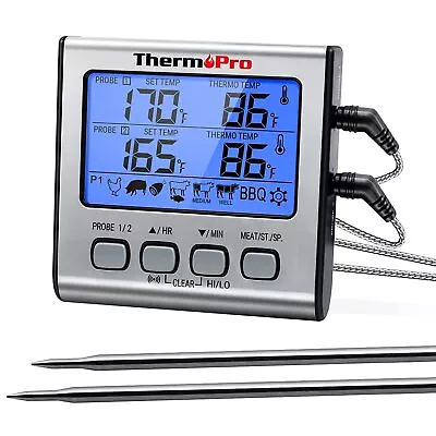 ThermoPro TP-17 Dual Probe Digital Cooking Meat Thermometer Large LCD Backlight • $18.99