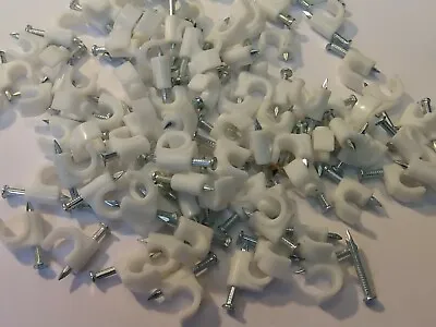 £2.30 • Buy 6mm TWIN & EARTH FLAT WHITE CABLE CLIPS With Fixing Nails(PACKS OF 50 OR 100