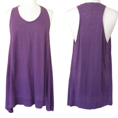 $45 • Buy Eileen Fisher Purple Linen Tunic Tank Top Size Medium Dipped Hem  Violet U-Neck