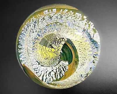 1.4  Gold Green Dichroic Vortex Lampwork Handblown Contemporary Art Glass Marble • $100