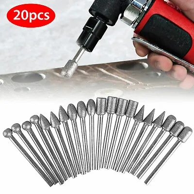 20Pcs 120 Grit Diamond Burr Set Drill Bits Set For Dremel Tool Rotary Grinding • $9.48