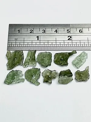 4.21g 10pcs MOLDAVITE  DRILLED Natural Small Chips B Grade #RM159 • $111.10