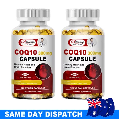 CoQ 10 Coenzyme Q10 Capsules 300mg For Cardiovascular Heart Health High Strength • $38.99