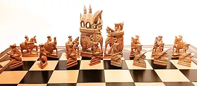 RAJASTHANI Handmade Chess Set Rare Board Carrying Case Vintage Unbranded Pre Own • $197.07