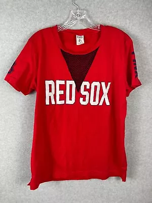 PINK Victoria's Secret Boston Red Sox T Shirt Women's Size M Red MLB Netting Tee • $19.99