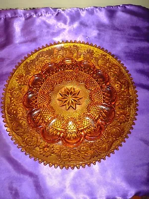 Vintage Indiana Tiara Amber Sandwich Glass Deviled Egg Platter 12  Serving Plate • $22