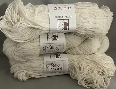 Elsebeth Lavold Silky Wool Yarn “CHALK” Lot Of 3 Skeins 50grams Ea Italy • $24