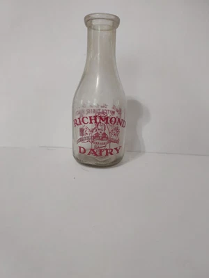 $12 • Buy Vintage Milk Bottle  Richmond Virginia Dairy  Richmond Va Collectible Bottle