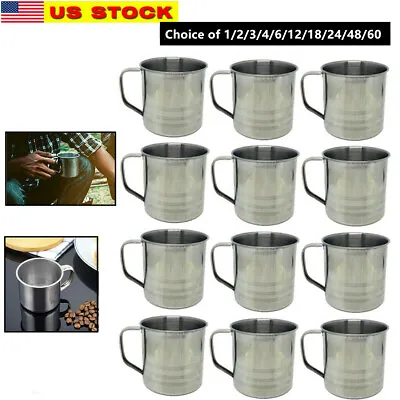 Choice Of 1-96 Pc Stainless Steel Coffee Soup Mug Tumbler Camping Mug Cup 16oz • $10.99