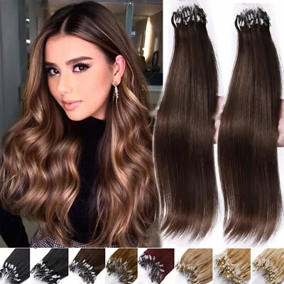 Micro Beads Link Human Hair Extensions Micro Ring Loop Tip 100% Real Remy Hair • $40