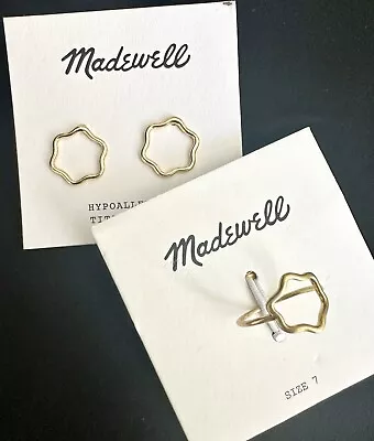Madewell Flower Earrings / Ring Size 7 Set • $49