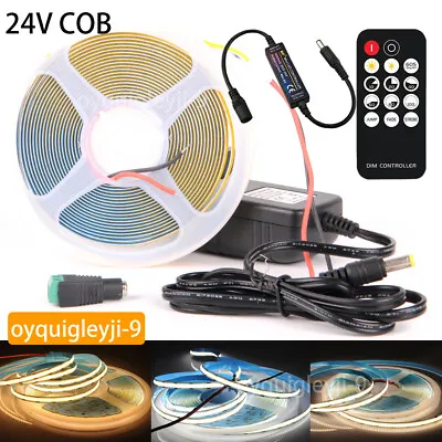 1m~10m COB Led Strip Flexible Tape Lights With 14Key RF Remote Dimmable DC24 Kit • $36.87