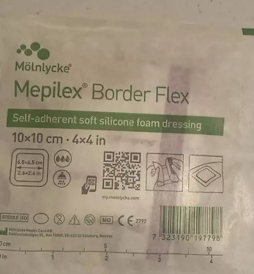 Molnlycke Ref # 595300 Mepilex Border Flex 4x4in   10 Dressings • $27.99