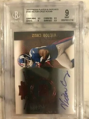 2010 PLATES & PATCHES RC AUTOGRAPH VICTOR CRUZ NY GIANTS 100/249 BGS 9 Card #199 • $155
