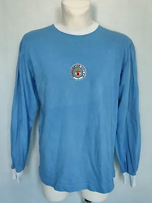 Manchester City Retro Replicas Long Sleeve Football Shirt Jersey Size L • £38.39