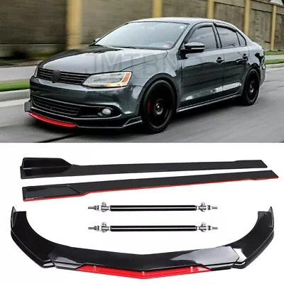 $155.93 • Buy For VW Jetta MK6 MK7 Front Bumper Lip Spoiler Splitter + Side Skirt + Strut Rods