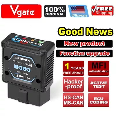 Vgate VLinker FS Bluetooth Ford FORScan HS/MS-CAN OBD2 Car Diagnostic Scanner • $56.39
