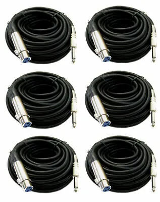 6 Pack 50Ft XLR 3-Pin Female To 1/4  Mono Plug Mic Microphone Audio Cord Cable • $48.95