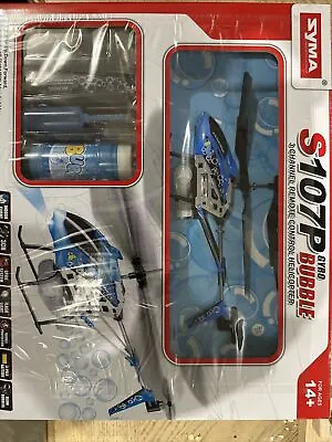 Syma S107P S107J Helicopter 3CH Remote Control RC GYRO Blue Blows Bubbles Drone • $20.30