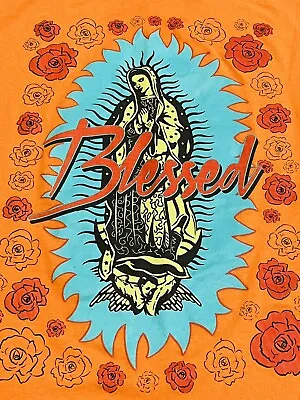 OG Hustle Orange T Shirt Large Our Lady Of Guadalupe Blessed Mary Jesus • $16.95